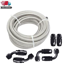 10FT AN6 -6AN AN-6 3/8" Fitting Stainless Steel Braided Oil Fuel Hose Line Kit