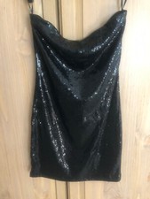 Women’s Black Shiney Sequined STRAPLESS Party Prom Dress Size Small.