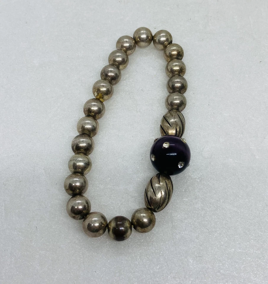 Pulseira de miçangas vintage pérola e olho de tigre elástica 6” arte decoração 3 - Imagem 2 de 4