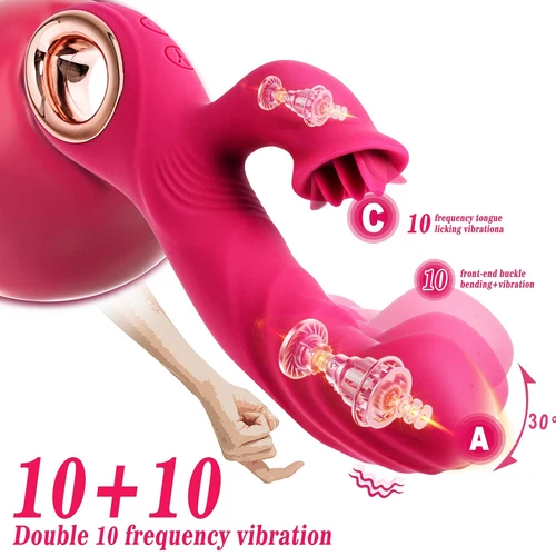 G-Spot-Vibrator-Dildo-Clit-Licking-Suck Tongue Oral-Massager Sex Toys for-Women - Bild 6 von 18