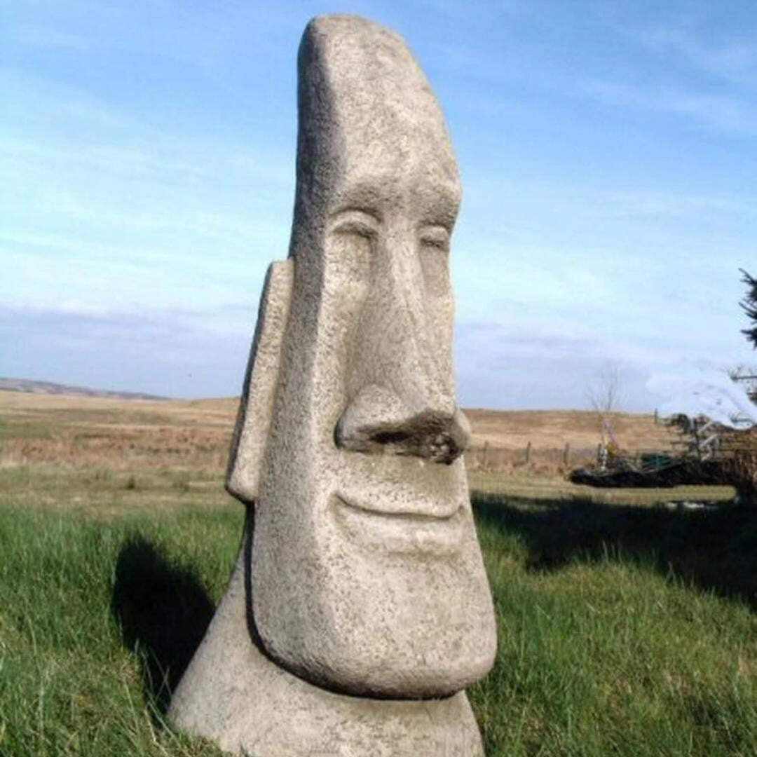 STONE LARGE EASTER ISLAND MOAI HEAD ORNAMENT by DGS Statues UK 53KGS