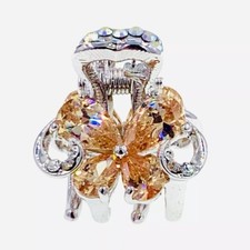 Butterfly Hair Claw Jaw Clip use Swarovski Crystal Hairpin Elegant Brown S21