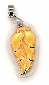 Authentic Jade & Gold Plated Leaf Pendant