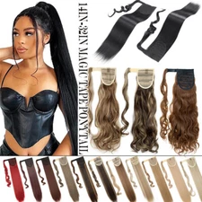 Wrap Around Pony Tail as Real Human Thick Hair Ponytail Clip In Hair Extensions