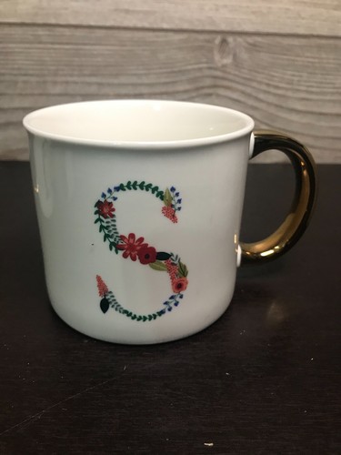 OPAL HOUSE INITIAL COFFE CUP FLORAL LETTER WITH GOLDEN HANDLE CHOOSE YOURS!! - Picture 22 of 35