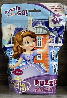 Disney Sofia The First 24pc Puzzle On The Go! 15 x11.25  Resealable Bag New