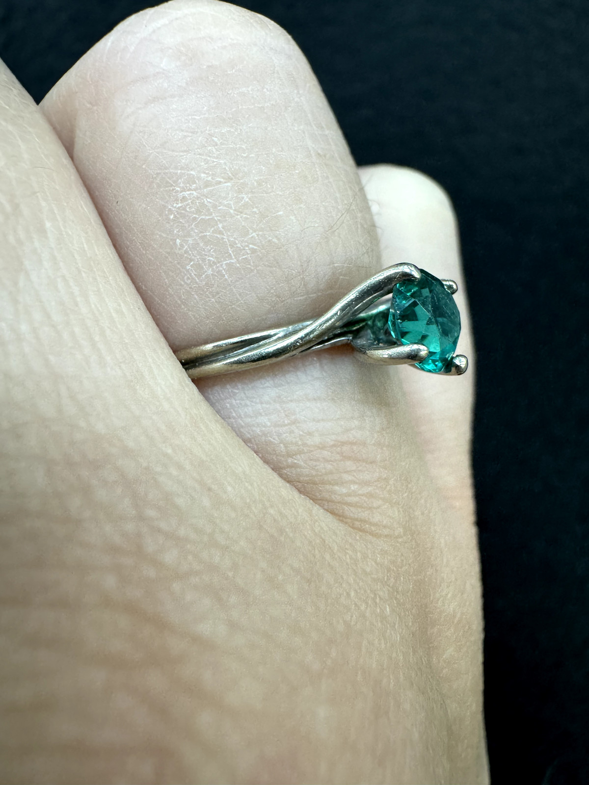 Simulated Emerald Solitaire Ring, 10k White Gold,… - image 4