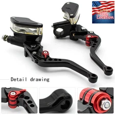Universal Motorcycle Brake Clutch Master Cylinder Reservoir Pump Levers Set US