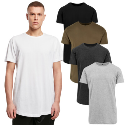 Build your Brand Shaped Long Tee T-Shirt Oberteil Shirt Oversize Basic Blank Men
