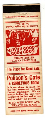 POLISON'S CAFE matchcover matchbook - WENATCHEE, WASHINGTON