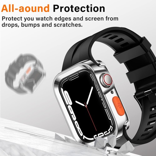 Funda protectora de silicona parachoques para Apple Watch 9 8 7 6 5 4 SE 41/44/45 mm - Imagen 38 de 162