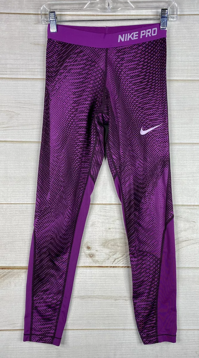 Nike Pro Leggings Youth Girls XL Pink Brown Fitted Workout Yoga