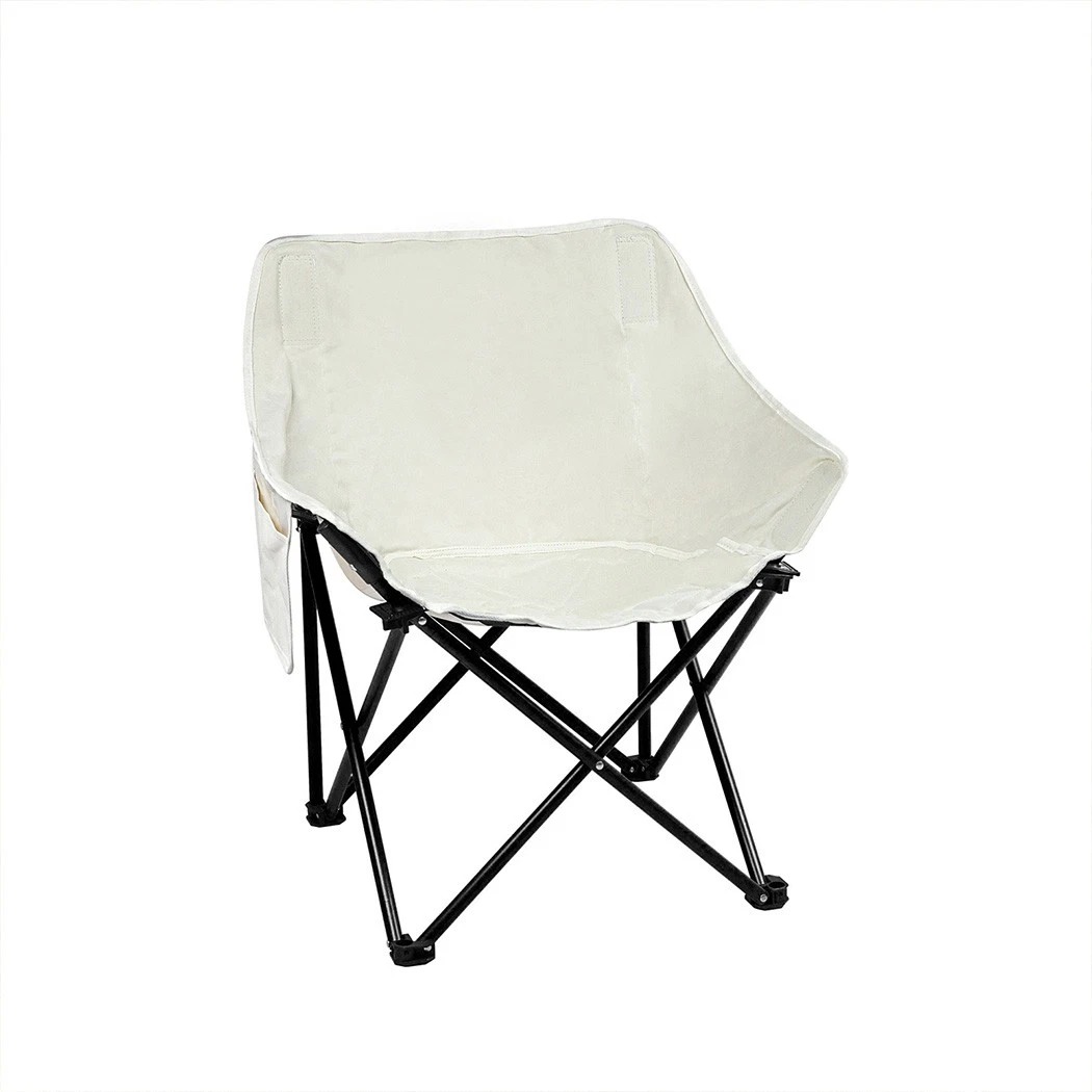 Levede Folding Camping Moon Chair Lightweight Outdoor Chairs Portable Seat Beige