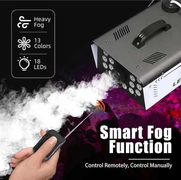 Fog Machine Halloween Outdoor with 18 LED Lights, Smoke Machine Fog 1200W wit... - Image 2 of 4