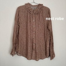 Nest Robe Bloomsbury Print Linen Blouse Ruffle Collar New 01203-1045