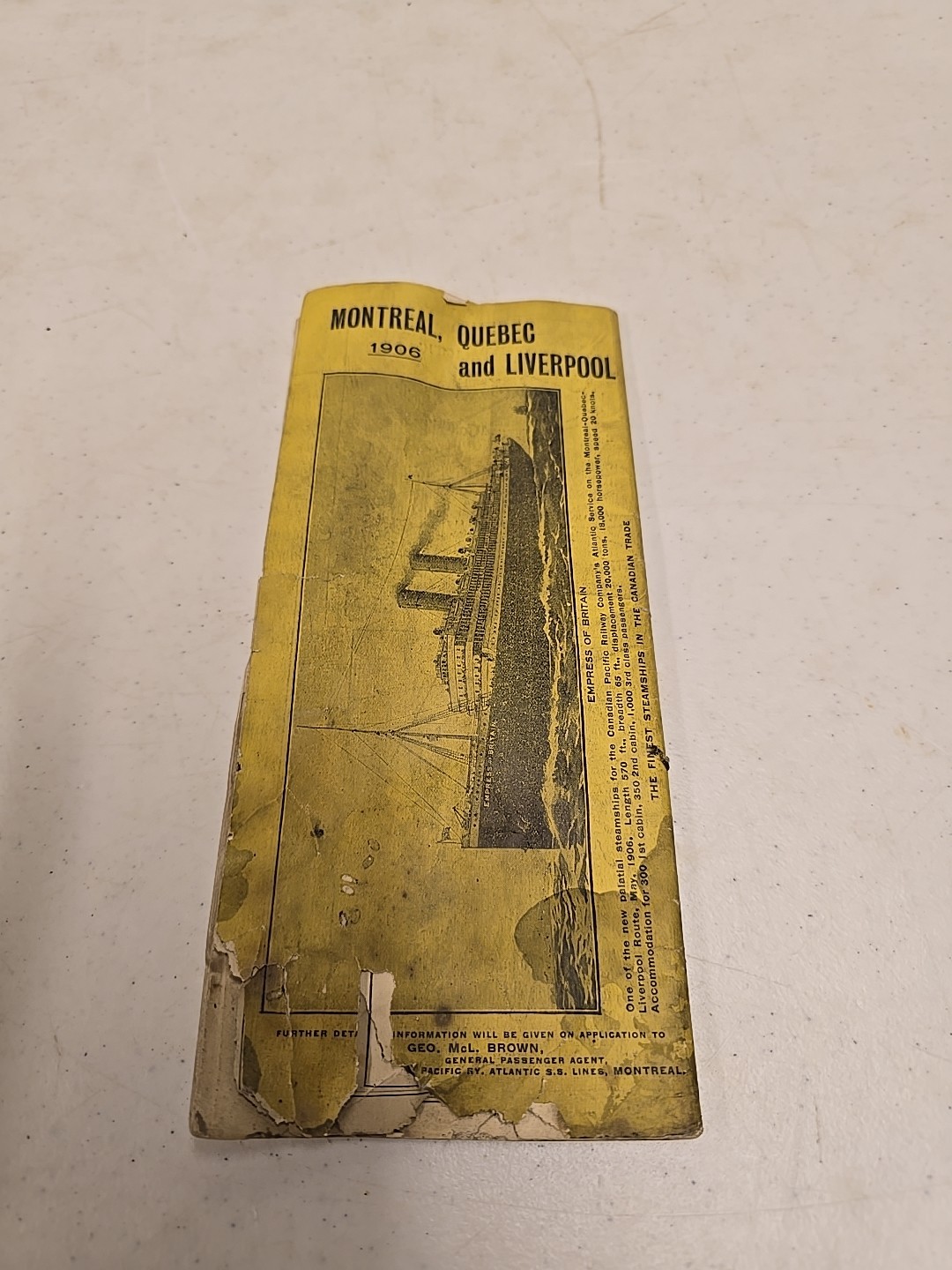 Antique Jan 1906 Canadian Pacific Railway Intercontinental Railroad Time Table