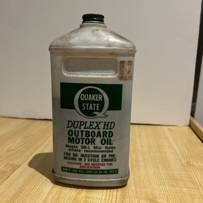 vintage Quaker State Duplex HD Outboard Motor Oil plastic bottle