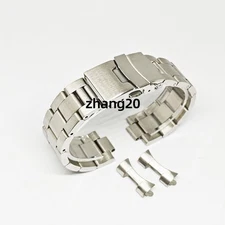 18mm-24mm Curved End Metal Bracelet Stainless Steel Watch Band Strap Replacement
