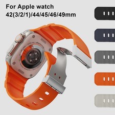 Silicone Band with Magnetic Metal Clasp For Apple Watch Series 11-1 SE Ultra3 2