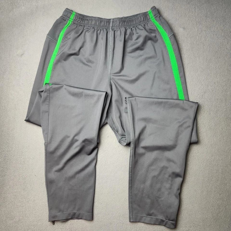 Nike Running Track Pants Medium Gray Green Zippered Ankles Training Joggers Gym - Image 4 of 4