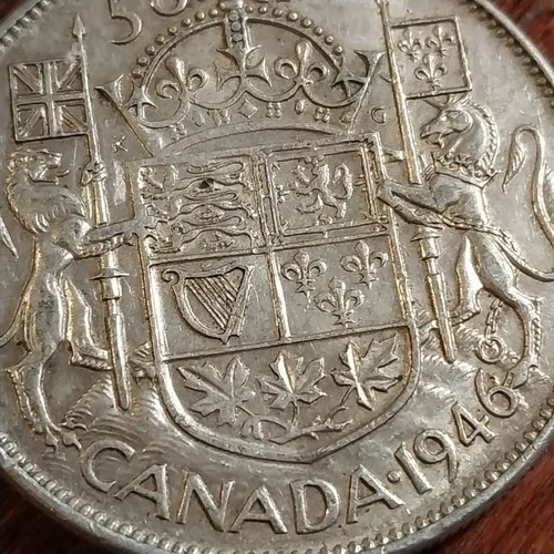 1946   canada  half  dollar   50  cents,  hoof   variety   au