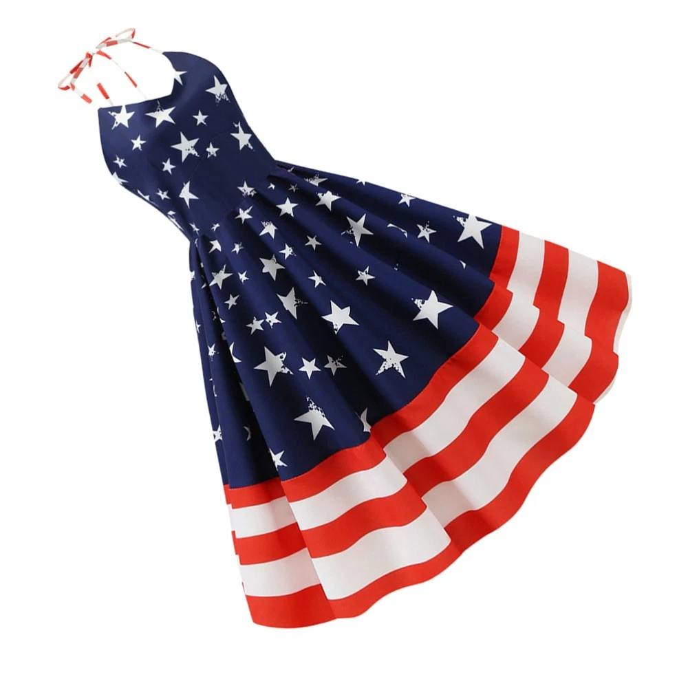 VETEMENTS Abito vintage Independence Day gonna stampata a righe stella moda donna vestito (