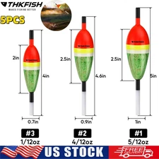 5PCS Balsa Wood Spring Bobbers for Fishing, Slip Fishing Bobbers Floats Fixed 