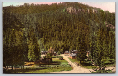 Postcard South Dakota Lead Birdseye View  Curran Canyon Lodge