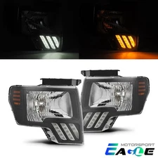 FOR 2009-2014 Ford F-150 Pickup MKII LED Black Projector Headlights Pair