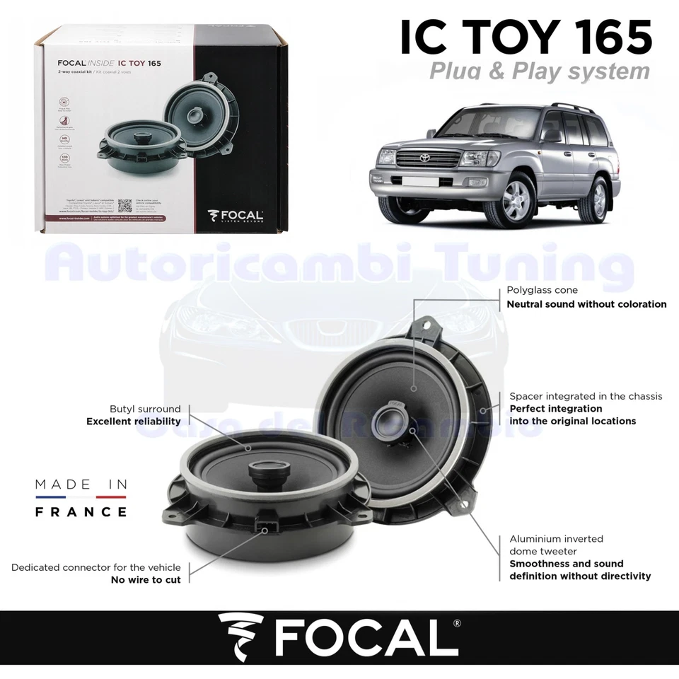 Focal IC-TOY-165 Système Coaxial 2 voies 60 W RMS 17 20 cm Toyota Vellfire