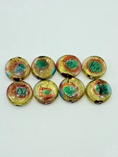 Glass Lampwork Beads Coin Jewelry Crafts 8 beads