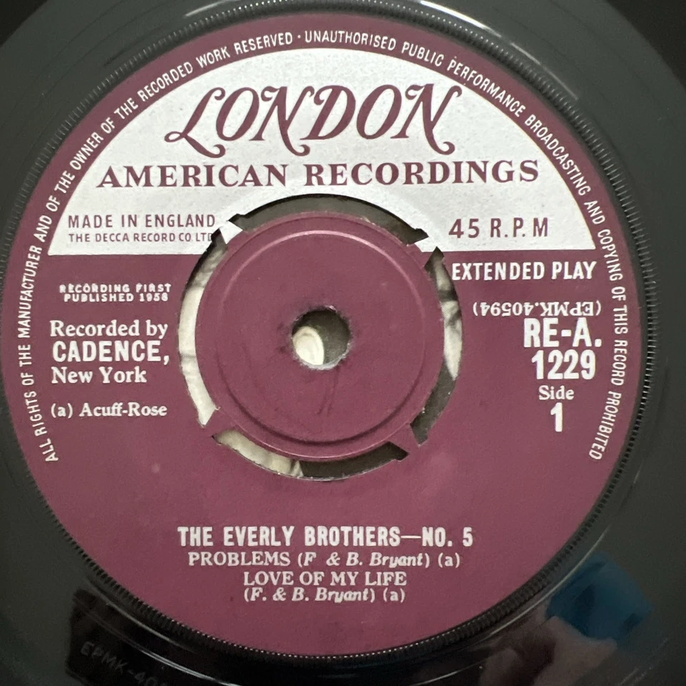 The Everly Brothers No.5 (Problems etc) 4 Track 7'' EP 1960 TESTED EX/EX VIDEO - Image 4 of 4