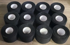 LOT OF (12) BLACK ATHLETIC TAPE ROLLS - 1.5" × 10 YARDS EACH - SPORTS - TRAINER