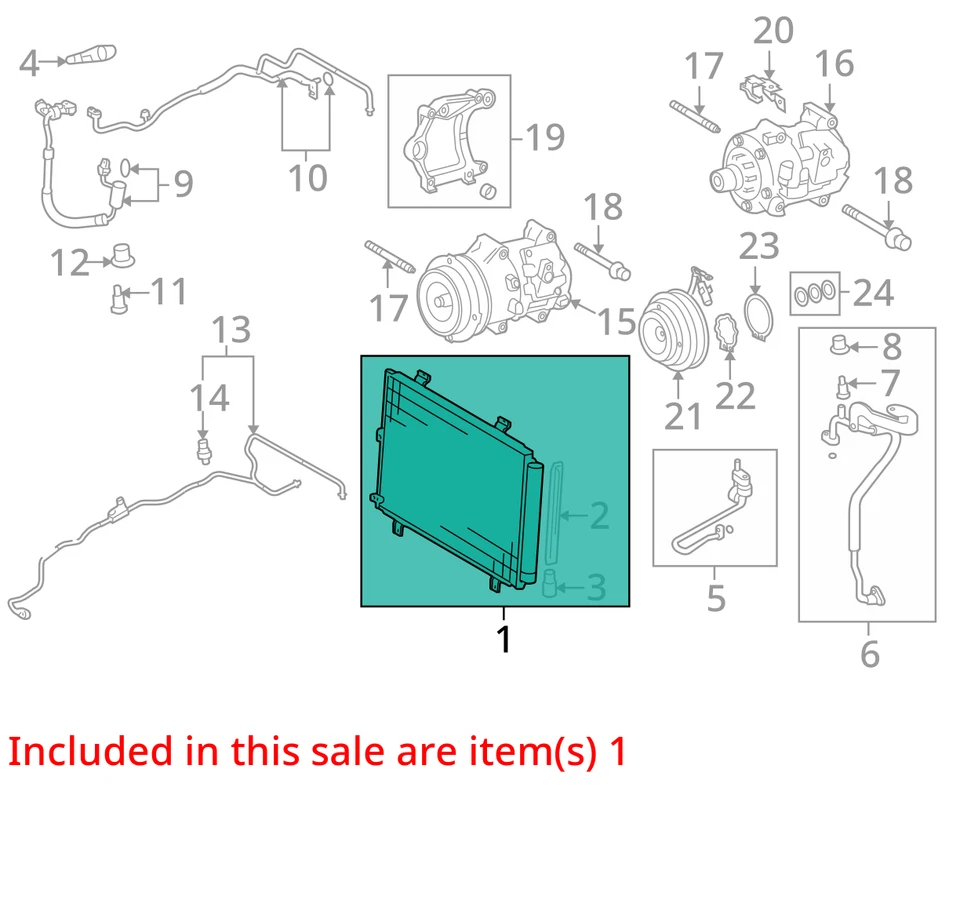 Condensador de ar condicionado Toyota Highlander A/C CA 138K fabricante de equipamento original LKQ - Imagem 4 de 4