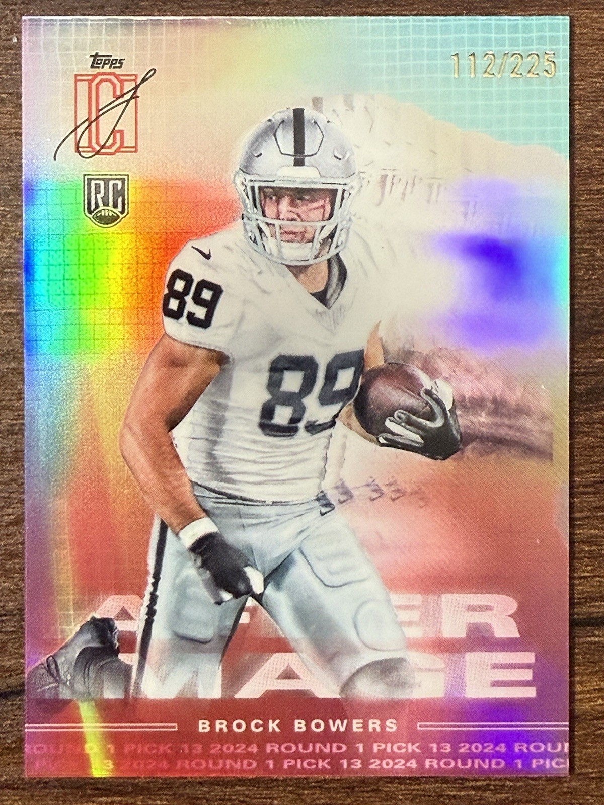 2024 Topps Brock Bowers Rookie #'d /225 After Image Teal Signature Class RC