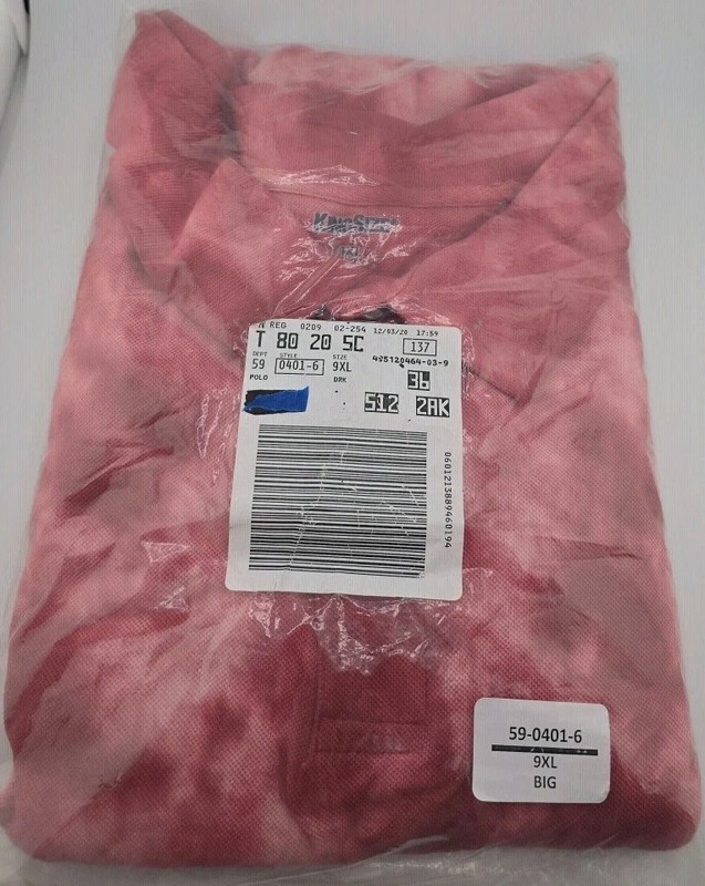 Kingsize Men's 9 XL Big Tie-Dye Pattern Polo Tee-New In Package 