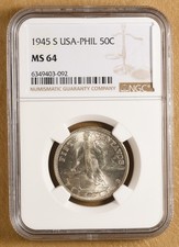 1945 S U.S. Philippines 50 Centavos NGC MS64