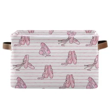 Ballet Shoes Storage Basket Bin, Large Cube Storage Canvas Collapsible Storag...