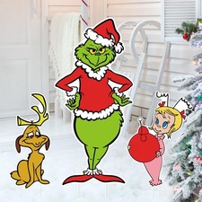 Christmas Yard Signs Stakes Christmas Garden Sign Decoration Xmas Santa Claus...