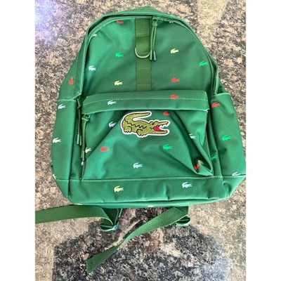 Lacoste Green Multi Crocodile Print Backpack Laptop Sleeve  display picture 3