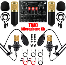 2 Complete Home Studio Recording Kit Mixer Condenser Microphones Music Podcast