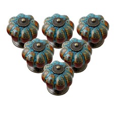 Cabinet Knobs 6 Pack Glazed Ceramic Knobs with Pumpkin Shape for Decor Door Pull
