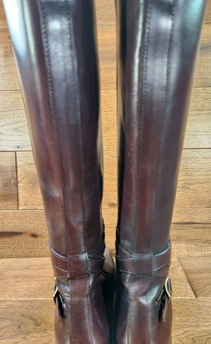 Frye Woman's Burgundy Cordavan Color Leather Tall Riding Boots Side Zip Size 8 B - Afbeelding 10 van 24