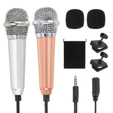 2Pcs Tiny Microphone with Sponge Cover, Holder and Drawstring Bag Gold/Silver 