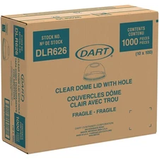 Dart DLR626 Clear PET Dome Lid 1″ Hole Fits 12‑24 oz Cold Cups 1,000/Case