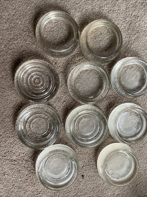 10 Vintage Clear Glass Furniture Floor Protectors Coaster Mid Century Large 2 