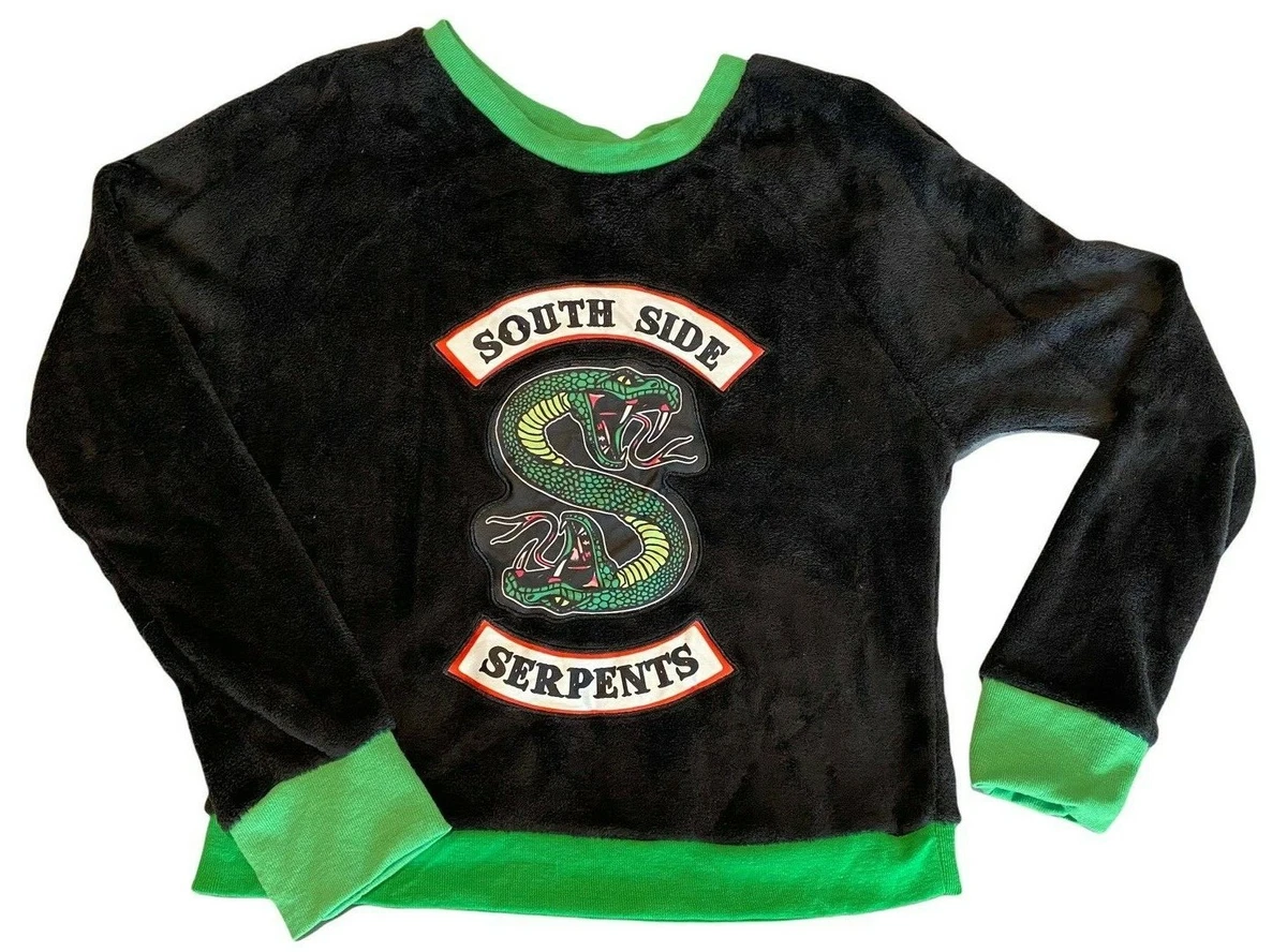 Small Riverdale South Side Serpents Sweatshirt Black Embroidery Fuzzy fleece