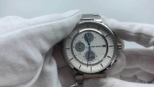 ISSEY MIYAKE VK67-0010 White Chronograph Quartz Men's Watch Box & Papers - Video 1 of 1