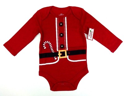 Langarmbody USA 62/68 Baby Body Einteiler  rot Weihnachtsmann Shirt Weihnachten