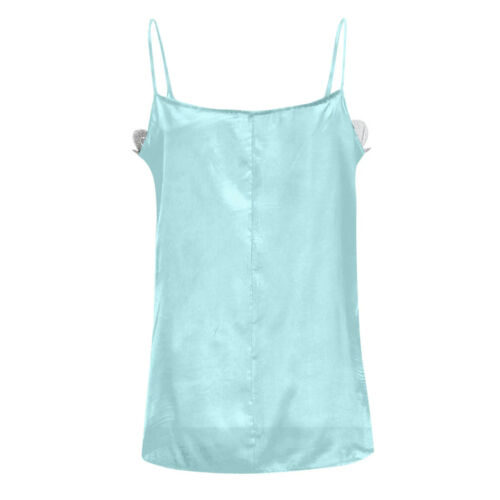 Damen-Tanktops Spitzeneinsatz Sommer Spaghettiträger Eis Seide Camisole Freizeit tief - Bild 17 von 28